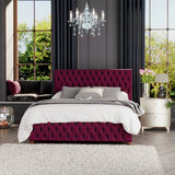 LLB Seren Velvet Superking Ottoman Bedframe in Berry, UK version