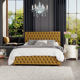 LLB Velvet Double Ottoman Bedframe Ochre, UK version