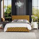LLB Velvet Double Ottoman Bedframe Ochre, UK version