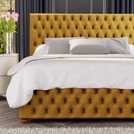 LLB Velvet Double Ottoman Bedframe Ochre, UK version