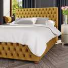 LLB Velvet Double Ottoman Bedframe Ochre, UK version