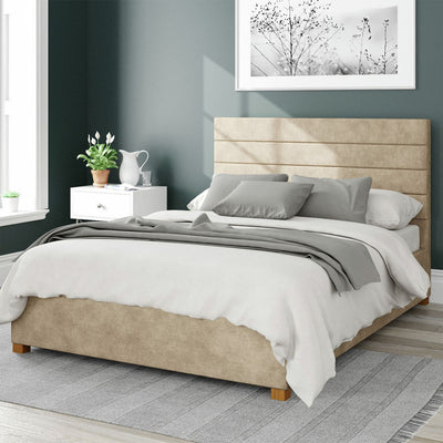 Argos Aspire Kelly Linen Double Ottoman Storage Bedframe in Beige- Buy online at McGrocer