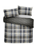 Dreams & Drapes Grey Connolly Check 100% Cotton Duvet Cover and Pillowcase Set