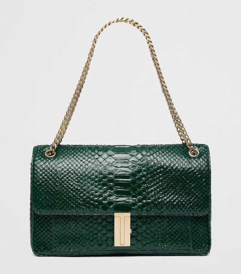 TOM FORD large shoulder bag dark green Italian leather - British product