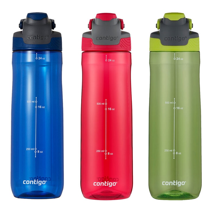 Contigo Autoseal water bottles 709ml 3 pack, imported from the UK