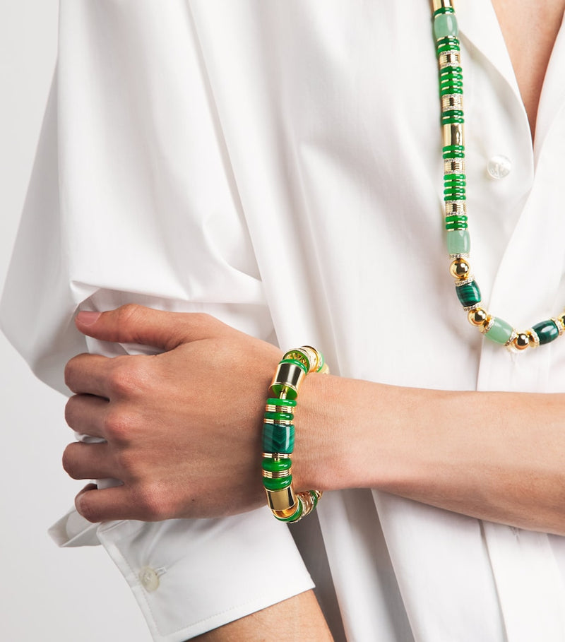 Eddie Borgo keystone bracelet with malachite and jade beads (British brand)