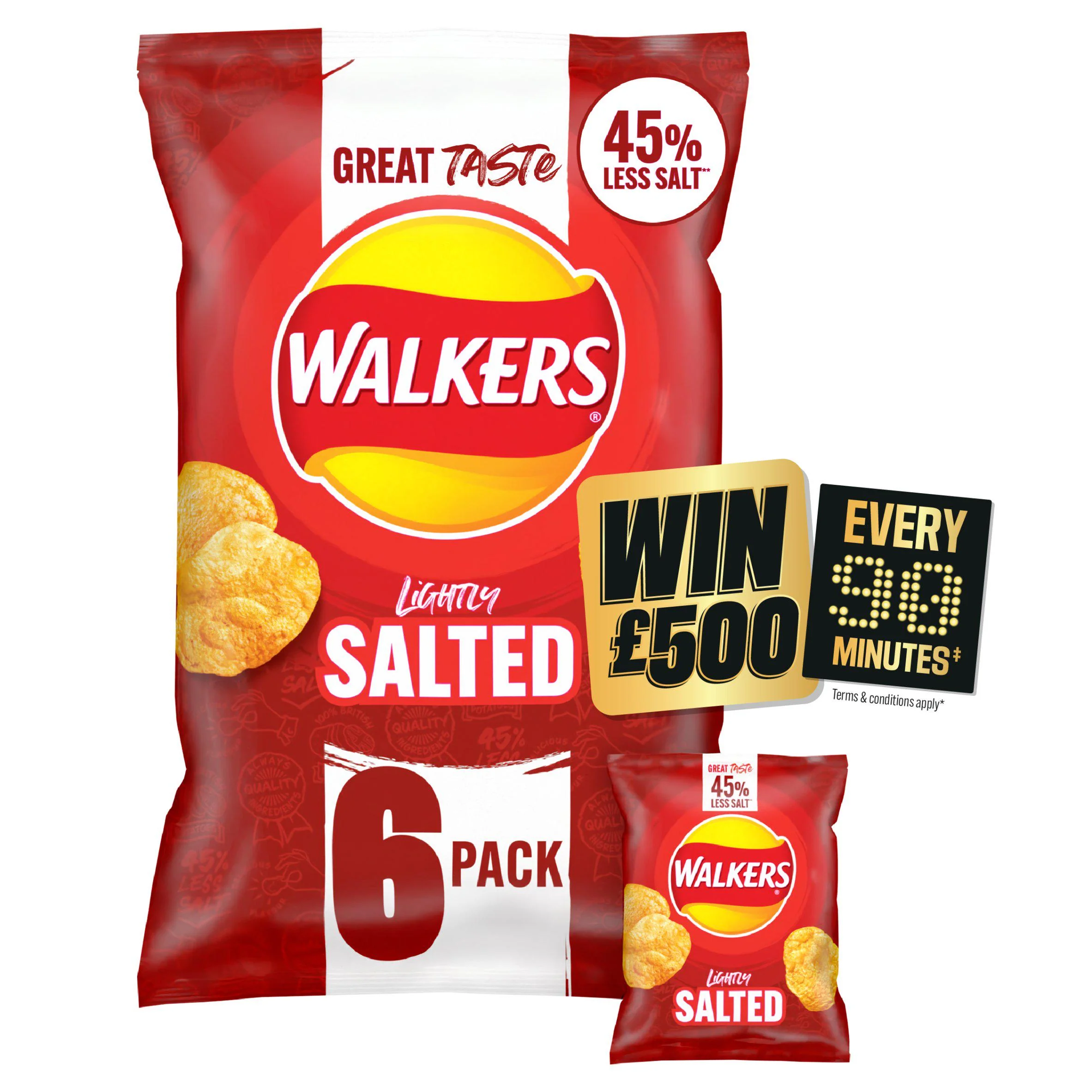Walkers Less Salt Lightly Salted Multipack Crisps 6x25g GOODS Sainsburys