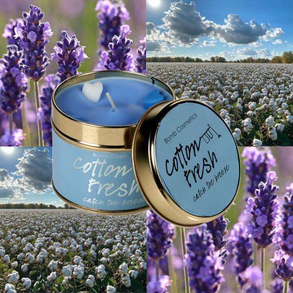 Bomb Cosmetics scented tin candle Cotton Fresh, imported from the UK