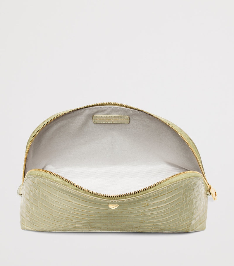 Aspinal of London croc-embossed leather classic wash bag - British product