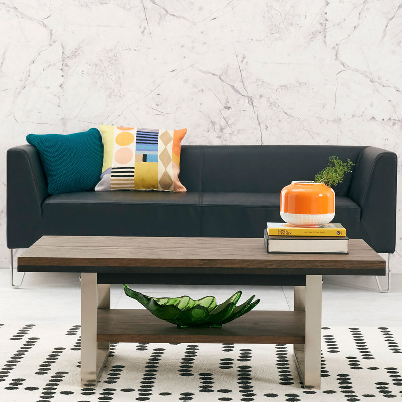 Bentley Designs Tivoli dark oak coffee table brushed nickel frame, UK version