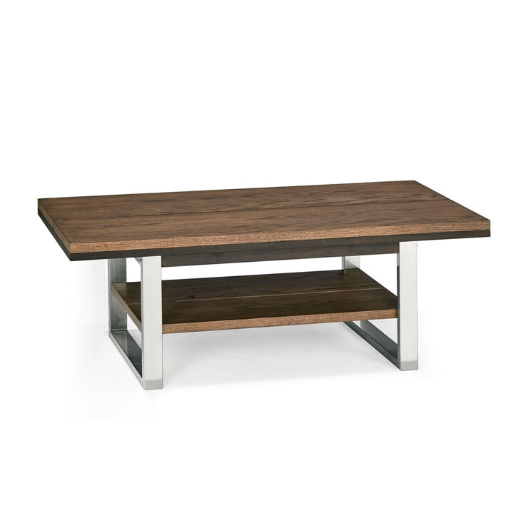 Bentley Designs Tivoli dark oak coffee table brushed nickel frame, UK version