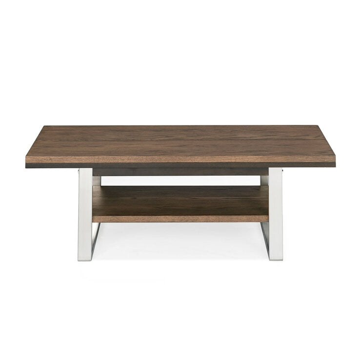 Bentley Designs Tivoli dark oak coffee table brushed nickel frame, UK version