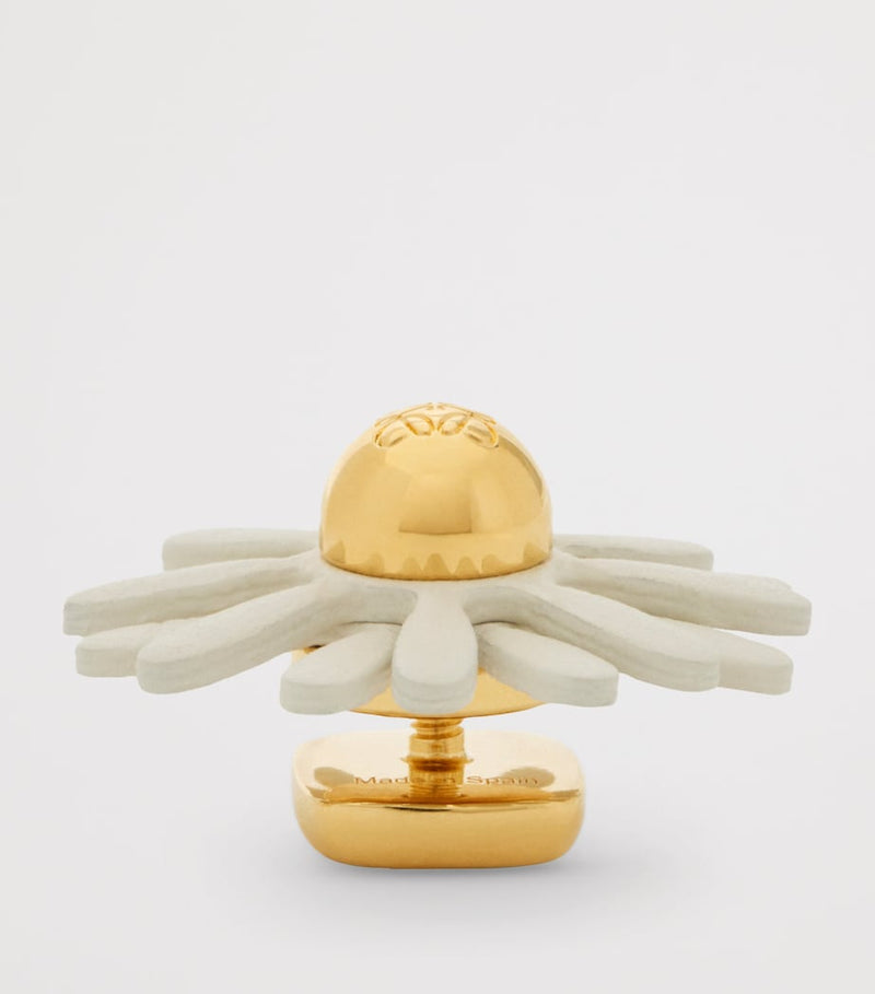 LOEWE leather-trim flower pin H1cm W2.5cm, imported from the UK