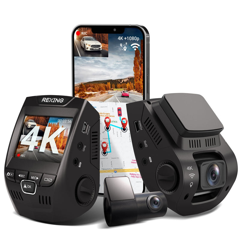 Rexing V1PGW 4K dual channel dash camera, imported from the UK