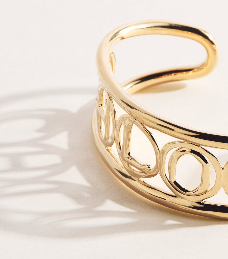 Chloé Script Cuff Bracelet in aged gold-tone brass (British brand)