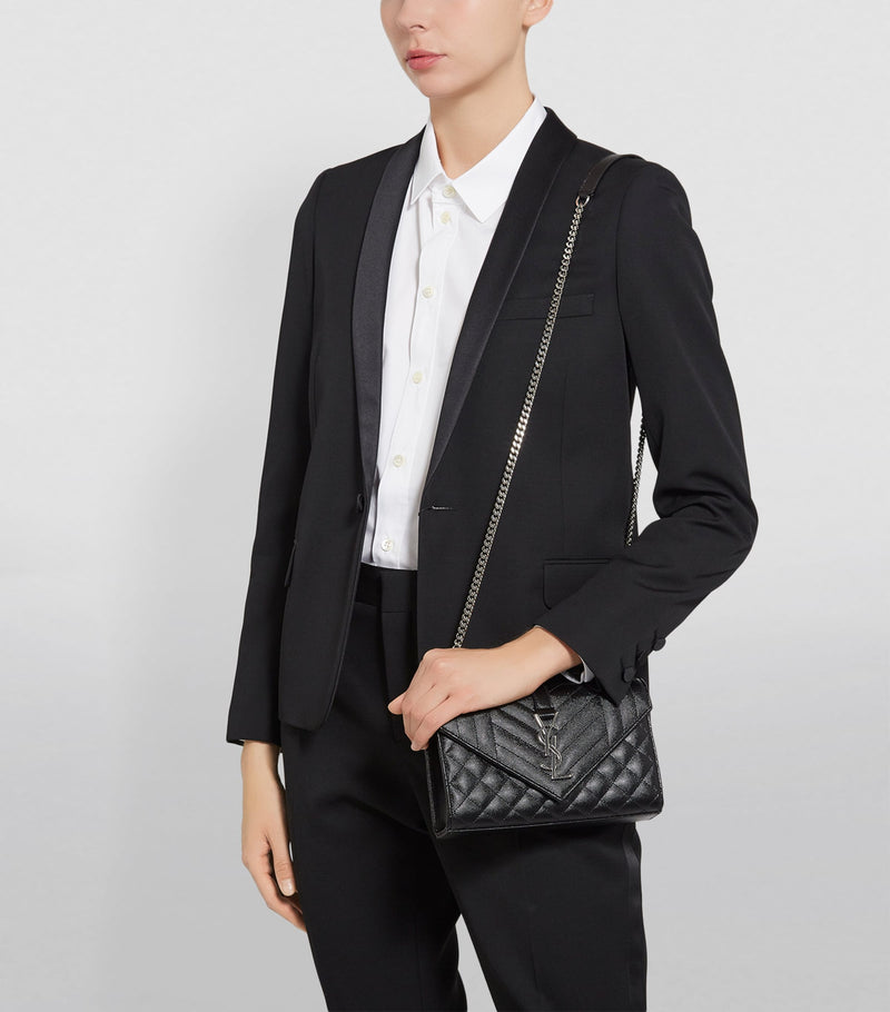 Saint Laurent Small Envelope Matelassé shoulder bag, imported from the UK