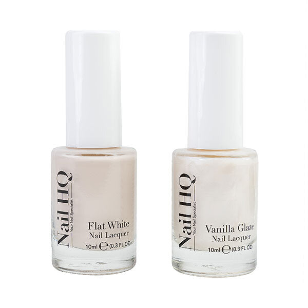 Nail HQ Nail Polish Duo Flat White Vanilla Shade, imported from the UK