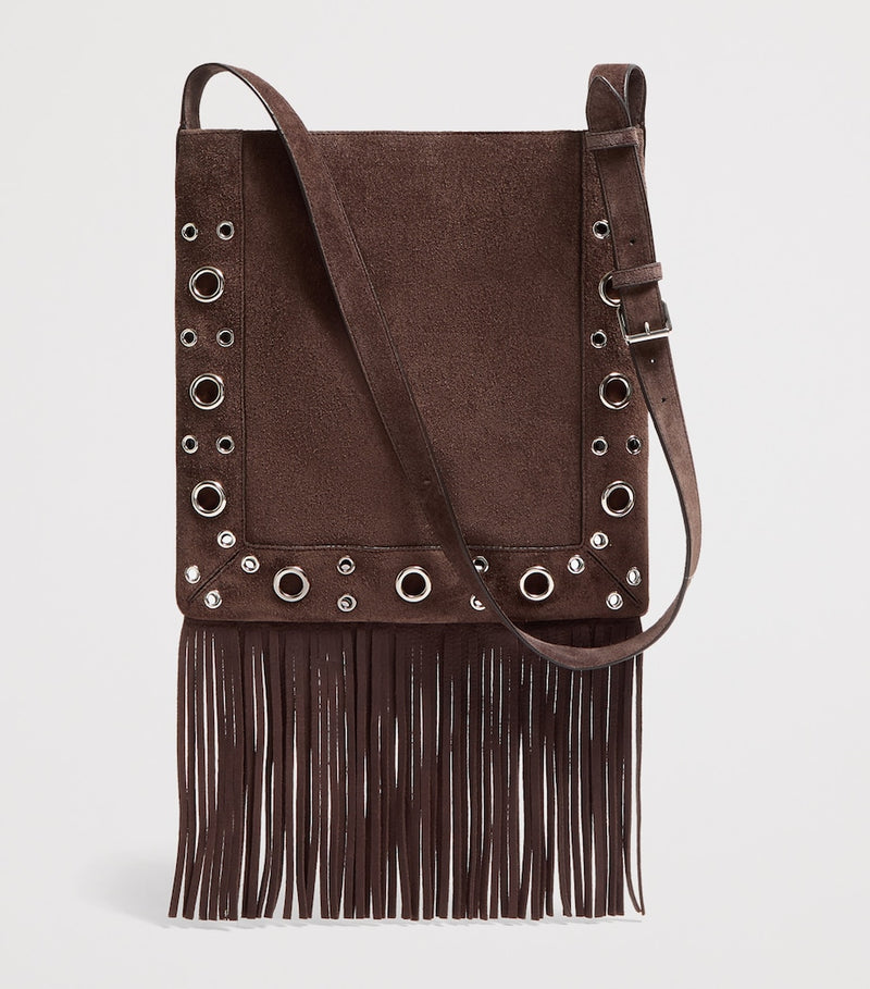 Valentino Garavani embellished suede Nellcôte shoulder bag, imported from the UK