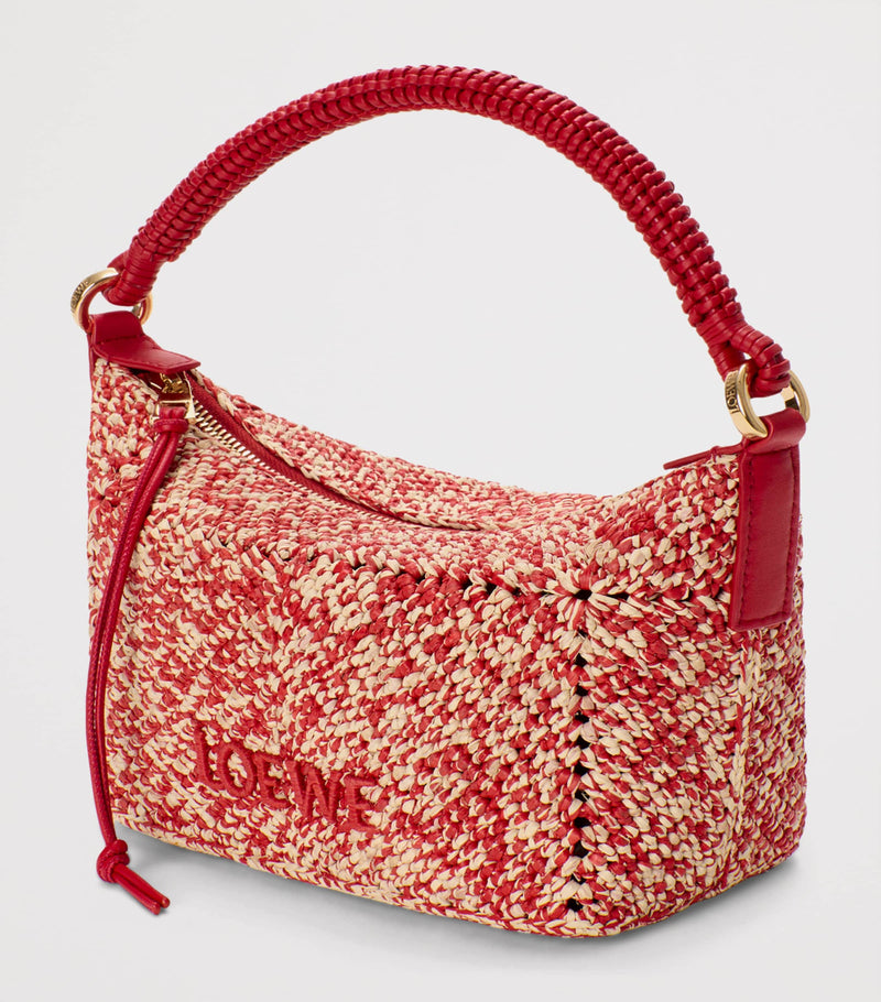 LOEWE x Paula's Ibiza raffia pouch with leather handle, UK version