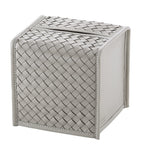 Square Woven Leather-Accented Storage Box