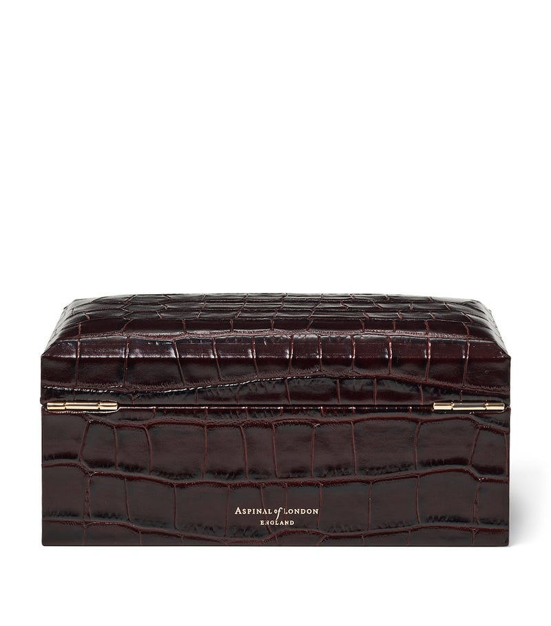 Aspinal of London Leather Croc-Embossed 3-Piece Watch Box - British product