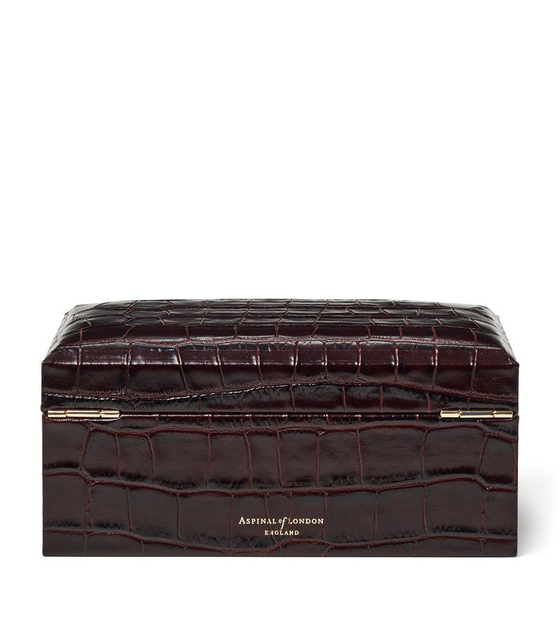 Aspinal of London Leather Croc-Embossed 3-Piece Watch Box - British product