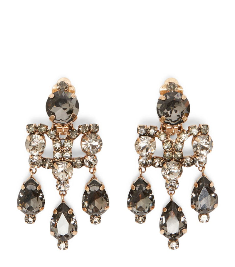 Max Mara embellished chandelier earrings gold tone crystals, imported from the UK
