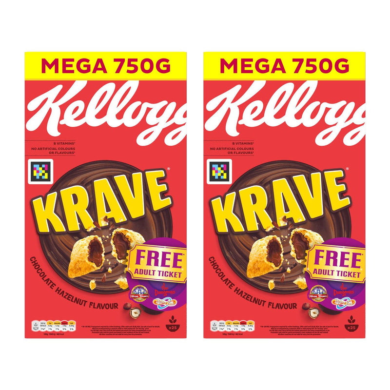 Kellogg's Krave Chocolate Hazelnut cereal 2 x 750g, UK version