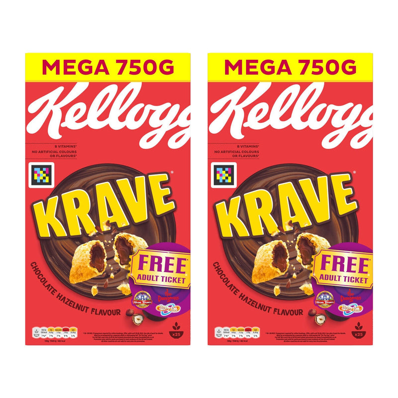 Kellogg's Krave Chocolate Hazelnut cereal 2 x 750g, UK version