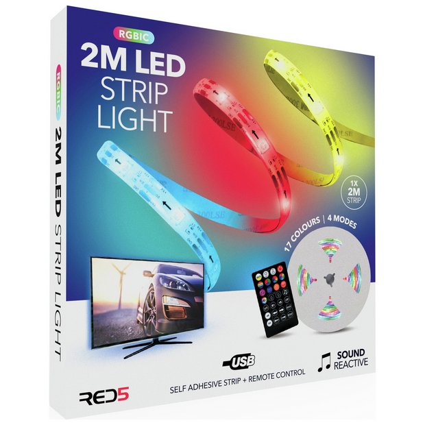 Red5 RGB colour changing LED strip lights 2m, imported from the UK