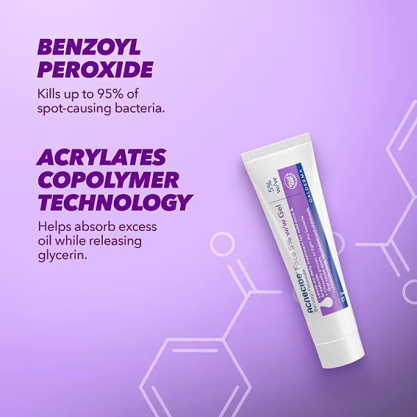 Acnecide Face Gel Spot Treatment Benzoyl Peroxide 15g - British product