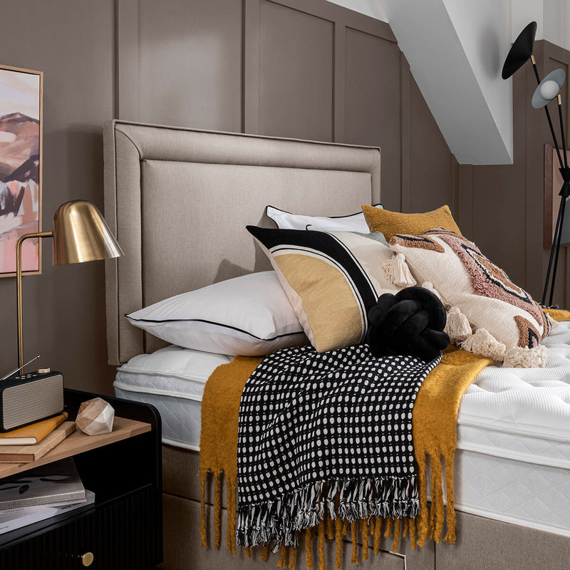 Silentnight Malvern fabric headboard in Sandstone, Super King - British product