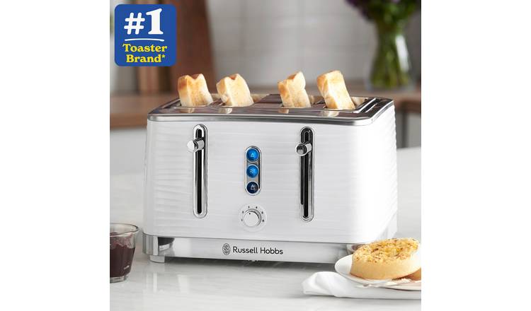 Russell Hobbs Inspire 4 slice plastic toaster white (British brand)