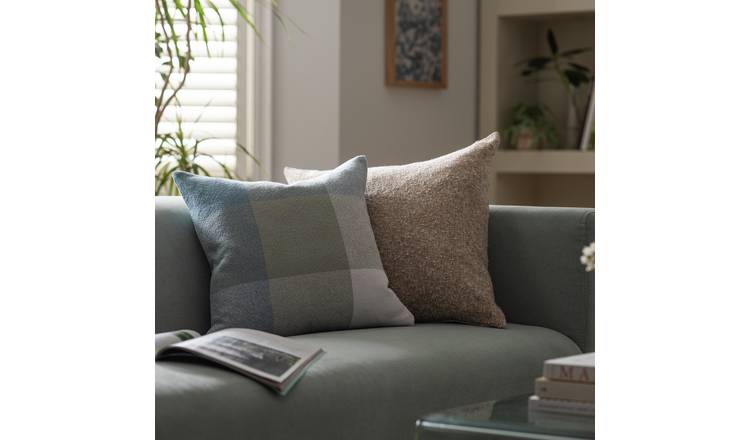 Habitat gingham check cushion sage green 43x43cm, UK version