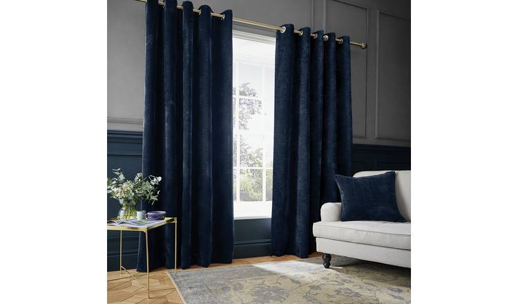 Hyperion Selene Chenille Curtains Navy 168x229cm, UK version