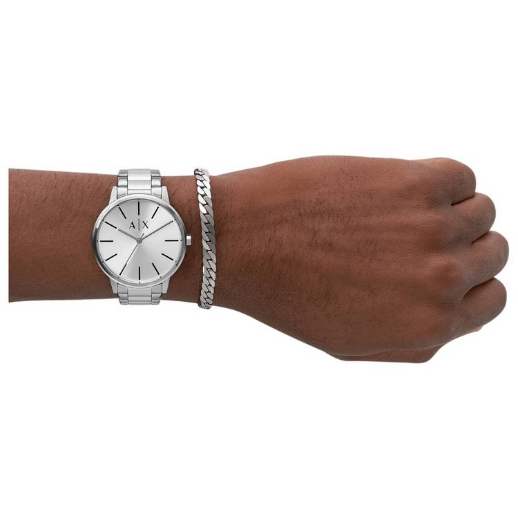 Armani Exchange Cayde watch and bracelet set 42mm - British product