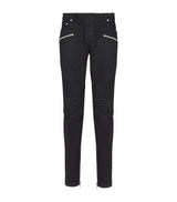 Slim-Fit Coloured Denim Biker Trousers with Multiple Zipped Pockets