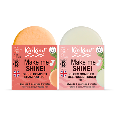 Holland & Barrett KinKind Make me SHINE! Gloss Complex Shampoo and Conditioner Bar Set 90g- Buy online at McGrocer