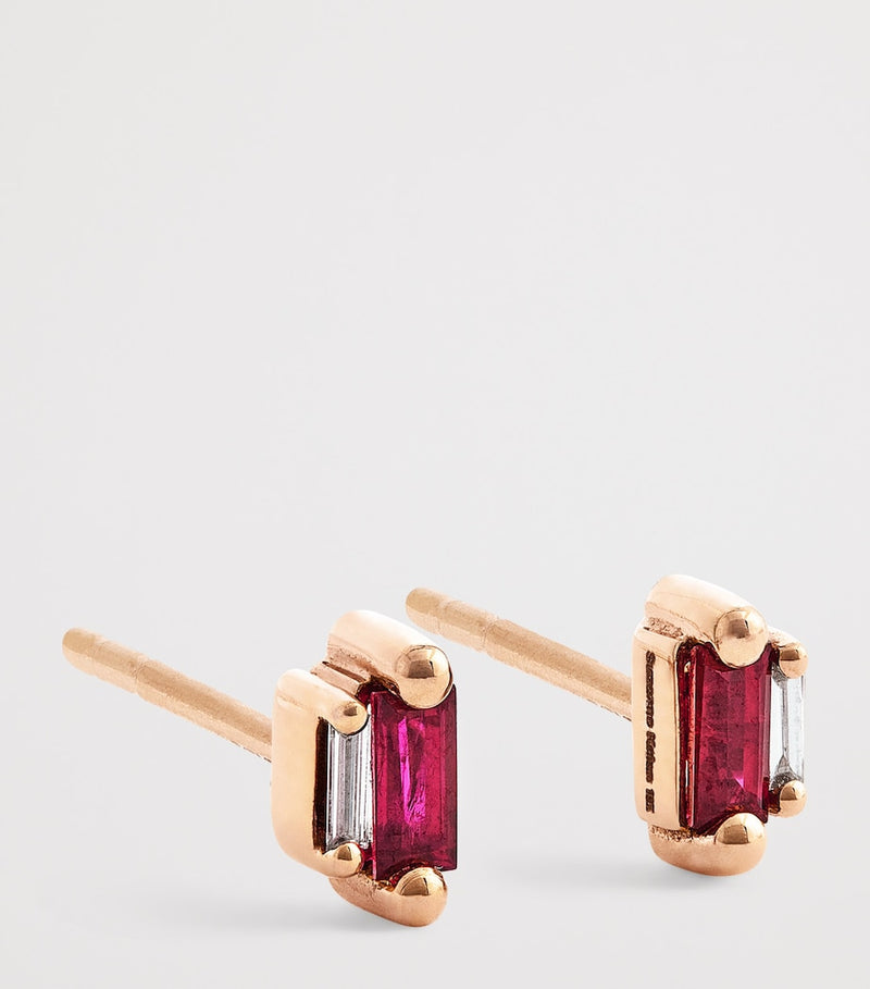 Suzanne Kalan rose gold ruby diamond stud earrings - British product