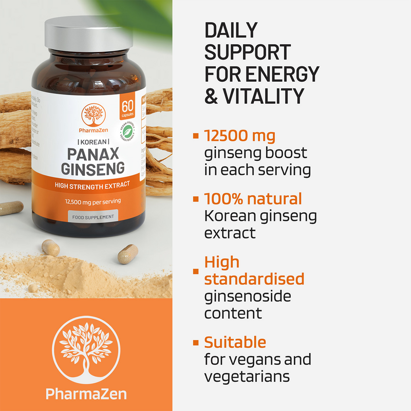PharmaZen Korean Panax Ginseng Extract 60 Capsules, UK version