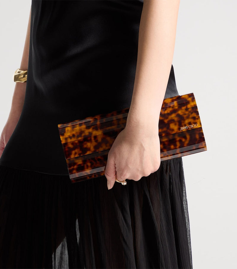 Jimmy Choo Sweetie panelled clutch bag tortoiseshell - British product