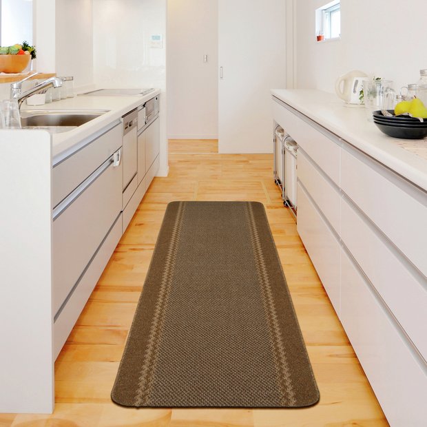 Kilkis textured brown flatweave runner 67x180cm, UK version