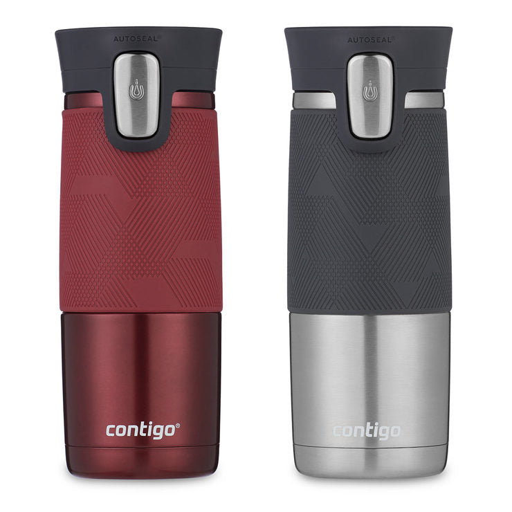 Contigo Autoseal Spill-proof Thermal Travel Mugs 2 Pack in Red Grey