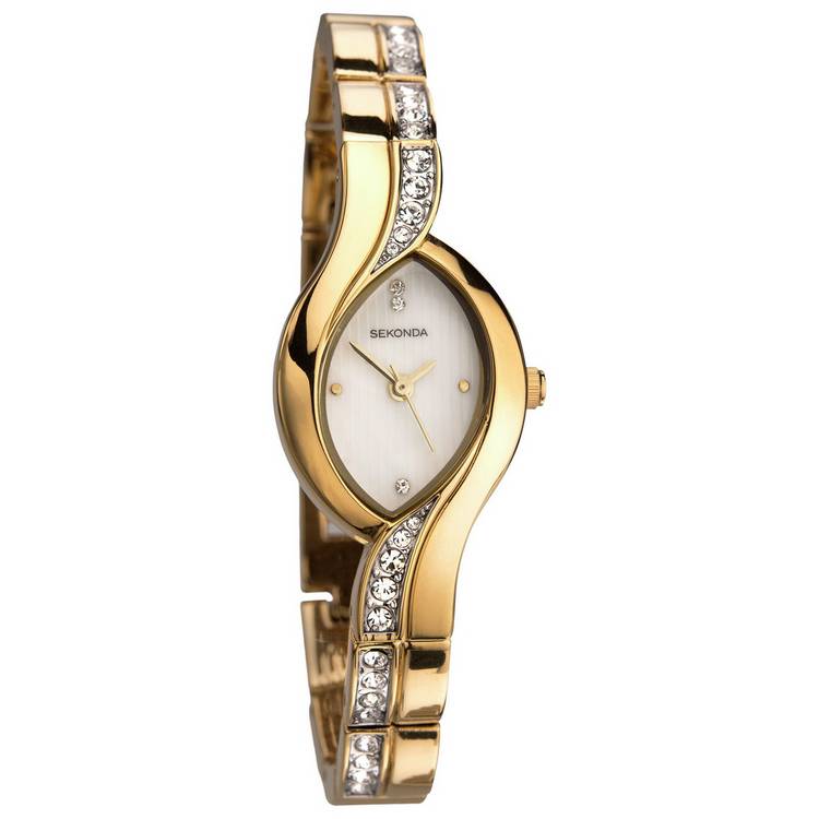 Sekonda ladies stone set bracelet watch - British product