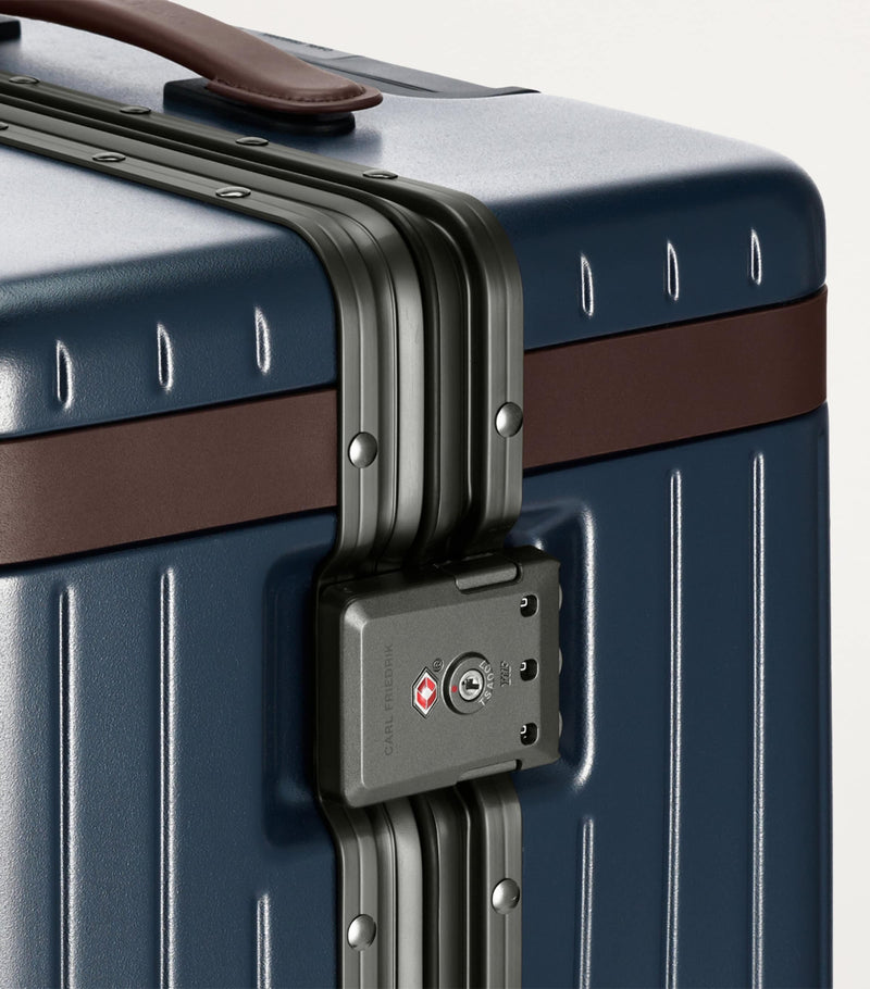 Carl Friedrik Hackett leather-trimmed hard shell check-in suitcase 65cm - British product