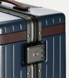 Carl Friedrik Hackett leather-trimmed hard shell check-in suitcase 65cm - British product