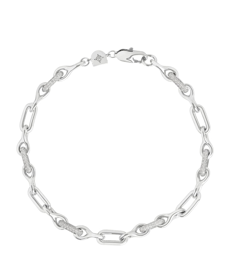 Astrid & Miyu rhodium-plated pavé chain link bracelet, UK version