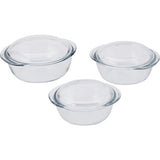 Pyrex 3 piece clear casserole set, imported from the UK