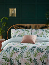 Next Furn Green Bali Palm Reversible Botanical Duvet Cover and Pillowcase Set- Buy online at McGrocer