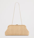 Jimmy Choo Skylar woven rafia clutch bag, imported from the UK